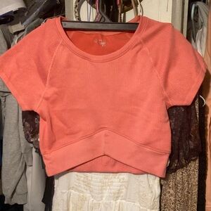 Aerie Pink Boxy Crop Sweatshirt